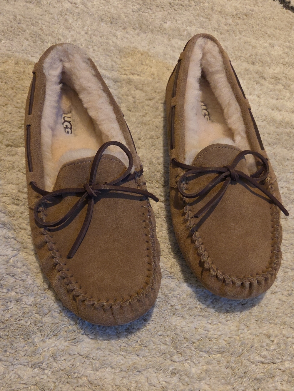 UGG Women's Tan Suede Shearling Moccasins